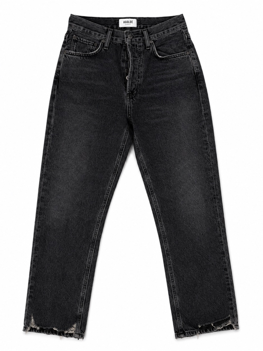 AGOLDE Riley High Rise Straight Jeans Size 24 Washed Black 100% Cotton Premium D - Picture 1 of 6